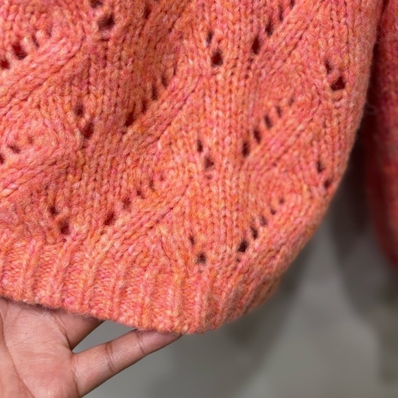 J.Crew Open Knit Pointelle Balloon Sleeve Wool Blend Sweater Women’s Size XL - Picture 5 of 13